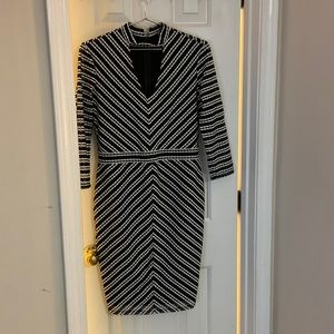 Project Runway Black & White Long Sleeve Dress, Size M.